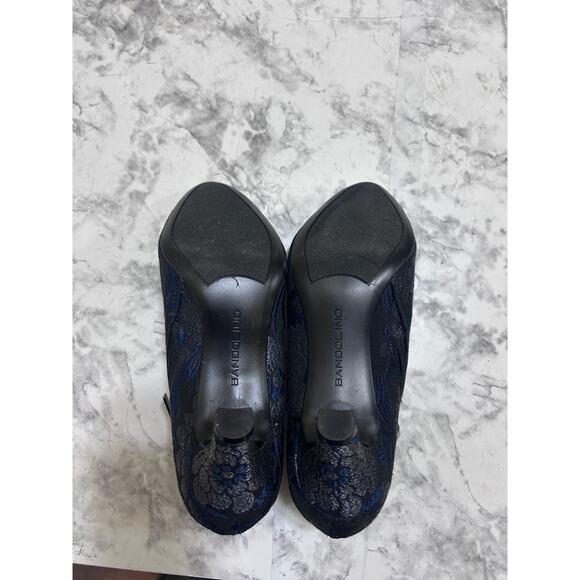 Bandolino Brocade Zip Up Booties 7.5M Black Navy Floral Witchy Whimsygoth Retro - Picture 9 of 11